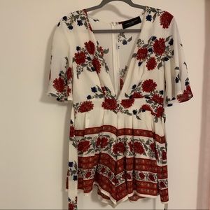 Akira red floral romper
